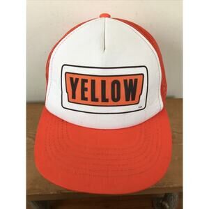Yellow Logo Construction Orange Mesh Polyester Baseball Cap Trucker Hat One Size